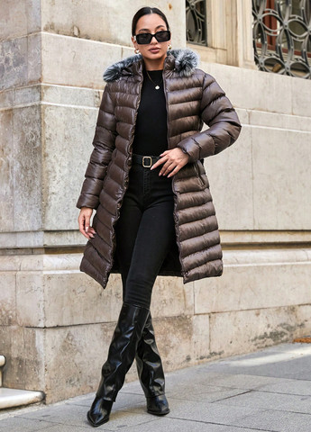 Темно-коричнева зимня куртка куртка-пальто SHEIN