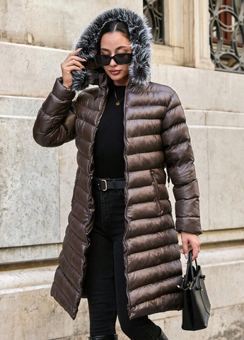 Темно-коричнева зимня куртка куртка-пальто SHEIN