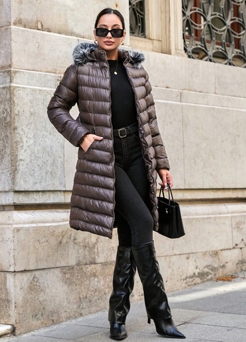 Темно-коричнева зимня куртка куртка-пальто SHEIN