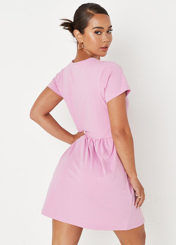 Світло-рожева кежуал сукня кльош, сукня-футболка Missguided однотонна