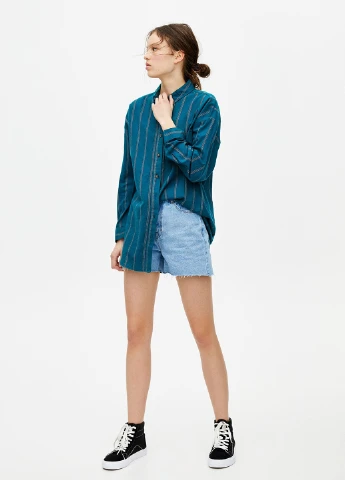 Блуза демісезон,зелений в кольорову смужку, Pull & Bear (250021797)