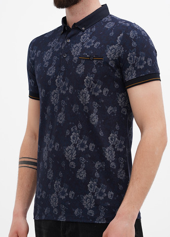 Темно-синяя футболка-поло для мужчин Benson & Cherry с цветочным принтом
