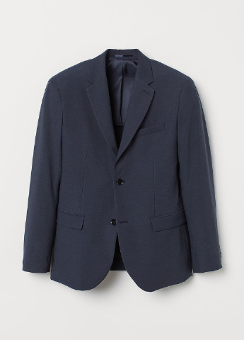 Піджак H&M однобортний однотонний темно-синій кежуал віскоза