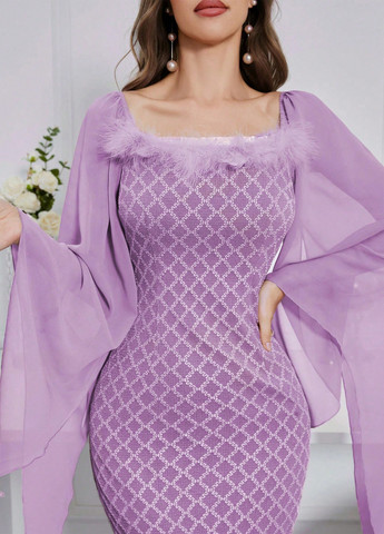 Фиолетовое кэжуал платье футляр SHEIN однотонное