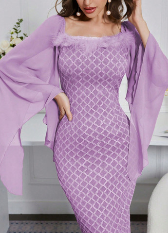 Фиолетовое кэжуал платье футляр SHEIN однотонное