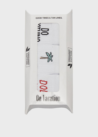 Белые носки (3 пары) On Vacation логотипы (302807789)