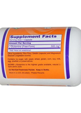 L-Glutamine 500 mg 120 Caps Now Foods (256380220)