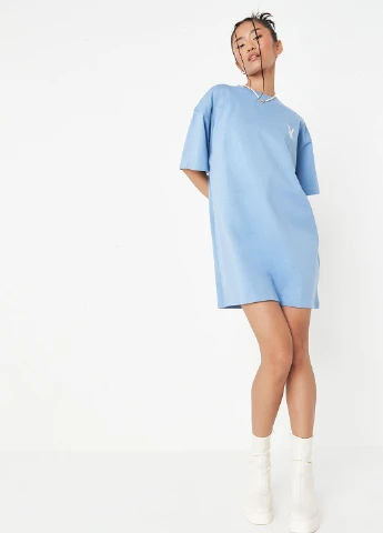 Блакитна кежуал сукня сукня-футболка Missguided однотонна
