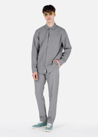 Серо-зеленая кэжуал рубашка однотонная Colin's