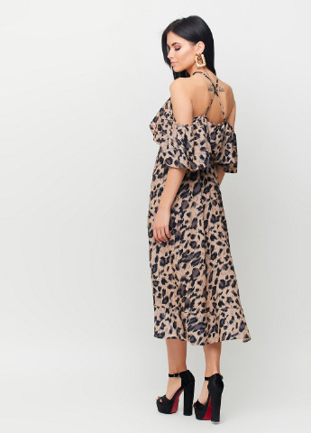 Комбинированное кэжуал платье матиас с открытой спиной Karree леопардовый