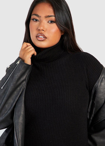 Черное кэжуал платье платье-свитер Boohoo однотонное