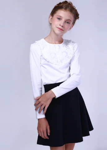 Белая однотонная блузка с длинным рукавом Top Hat Kids демисезонная
