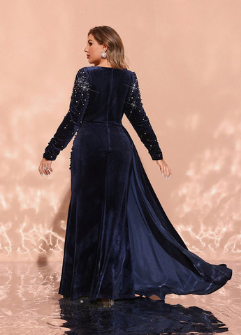 Темно-синее вечернее платье годе SHEIN однотонное