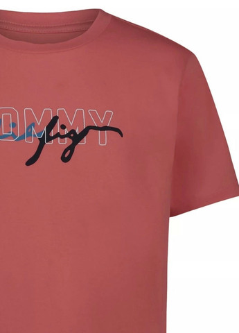 Розово-коричневая летняя футболка Tommy Hilfiger