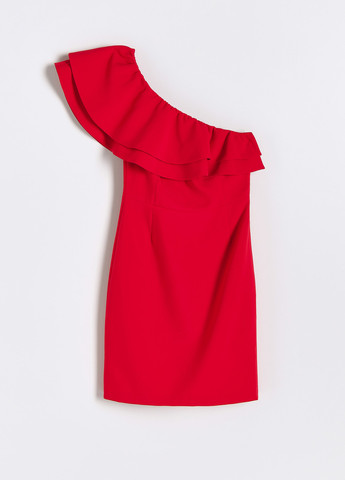 Красное кэжуал платье на одно плечо Reserved однотонное