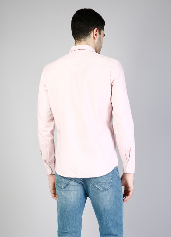 Светло-розовая кэжуал рубашка однотонная Colin's с длинным рукавом