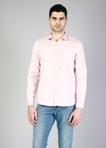 Светло-розовая кэжуал рубашка однотонная Colin's с длинным рукавом