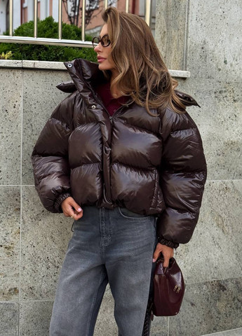 Темно-коричневая зимняя куртка No Brand