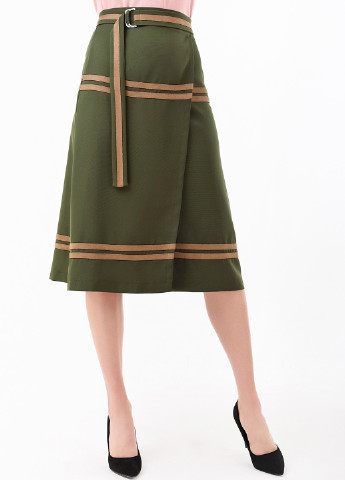Оливково-зеленая кэжуал в полоску юбка RicaMare миди
