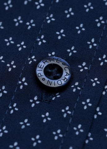 Темно-синяя классическая рубашка с геометрическим узором Pierre Cardin