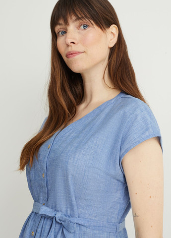 Блакитна кежуал сукня для вагітних кльош C&A меланжева