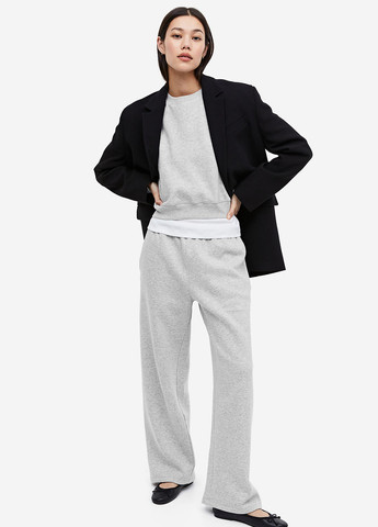 Светло-серый свитшот H&M меланж без декора (292951359)