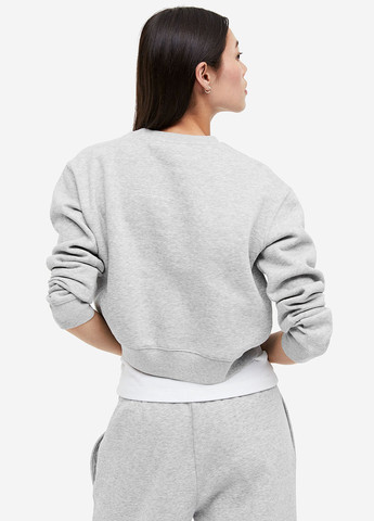 Світшот H&M - Вільний крій меланж світло-сірий кежуал бавовна, трикотаж, футер - (292951359)