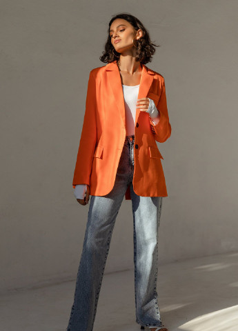 Оранжевый женский яркий оранжевый пиджак Gepur однотонный - демисезонный