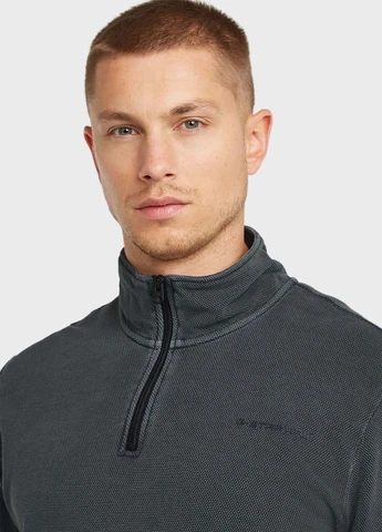 Серо-синий демисезонный кэжуал лонгслив G-Star Raw однотонный