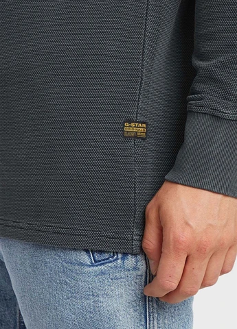 Серо-синий демисезонный кэжуал лонгслив G-Star Raw однотонный