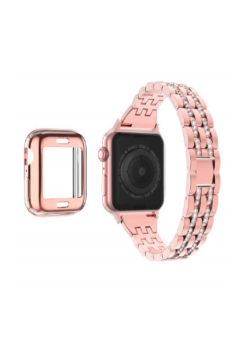 Ремешок для смарт-часов XoKo apple watch для series 38/40 1,2,3 из нержавеющей стали со стразами rose gold (156223619)