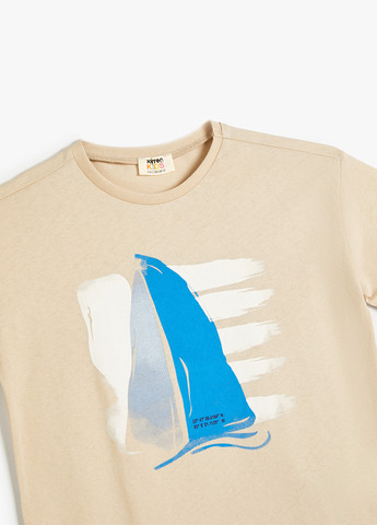 Бежевая летняя футболка KOTON