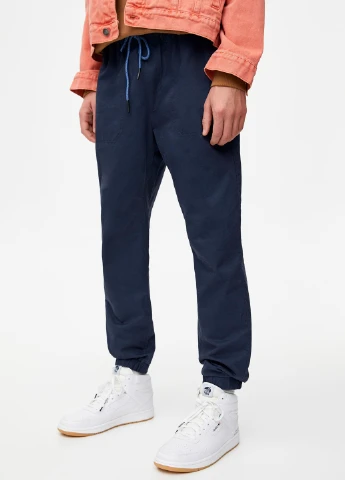 Темно-синие брюки Pull & Bear