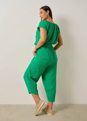 Комбінезон LibeAmore комбінезон-брюки однотонний зелений кежуал бавовна, віскоза, муслін