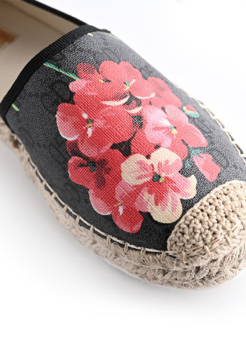 Черные эспадрильи Top Shoes с цветами плетение, на плетеной подошве