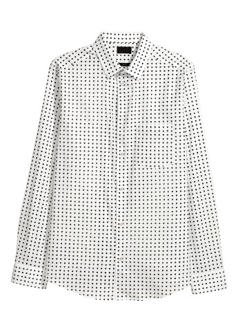 Белая кэжуал рубашка с геометрическим узором H&M