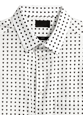 Белая кэжуал рубашка с геометрическим узором H&M