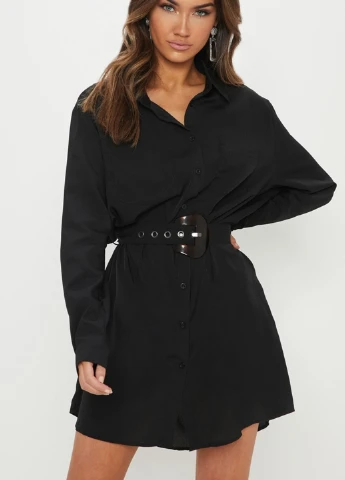 Чорна кежуал сукня сукня-сорочка PrettyLittleThing однотонна