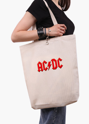 Эко сумка шоппер белая АСДС (AC/DC) (9227-1980-WTD) Еко сумка шоппер біла 41*39*8 см MobiPrint (215943922)