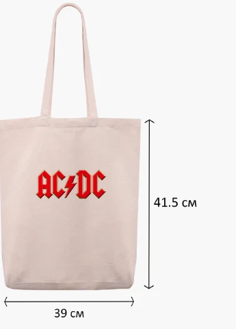 Эко сумка шоппер белая АСДС (AC/DC) (9227-1980-WTD) Еко сумка шоппер біла 41*39*8 см MobiPrint (215943922)