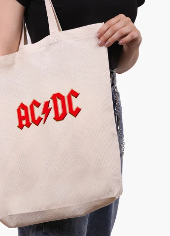 Эко сумка шоппер белая АСДС (AC/DC) (9227-1980-WTD) Еко сумка шоппер біла 41*39*8 см MobiPrint (215943922)