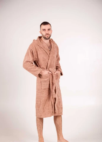 Халат махровий New Wave з капюшоном, капучіно, розмір XXL (3800980992374) Bulgaria-Tex (251719527)