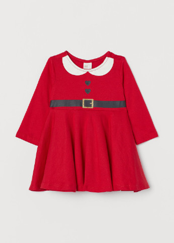 Красное кэжуал платье клеш H&M с геометрическим узором