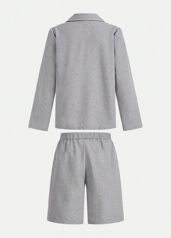 Сірий демісезонний костюм (піджак, шорти) з шортами SHEIN
