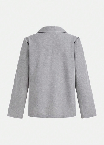 Сірий демісезонний костюм (піджак, шорти) з шортами SHEIN