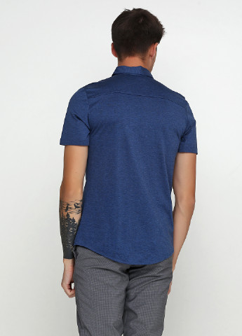 Темно-синяя кэжуал рубашка однотонная Cos с коротким рукавом