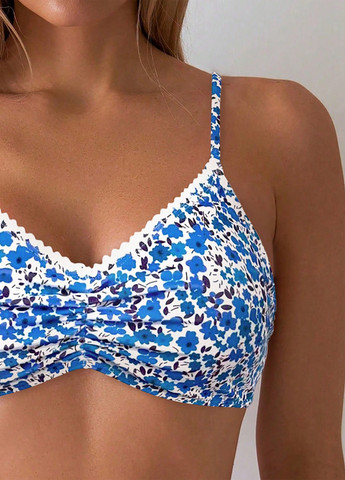 Синій літній купальник (ліф, трусики) топ, роздільний SHEIN