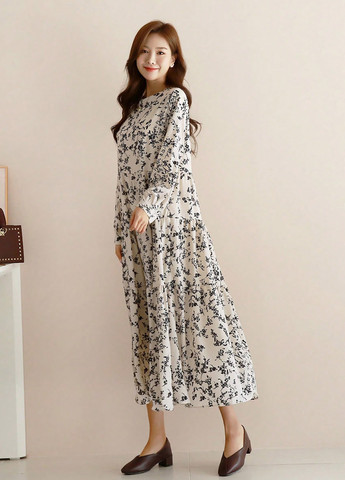 Кремова кежуал сукня а-силует SHEIN з квітковим принтом