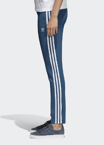 Синие спортивные демисезонные зауженные брюки adidas