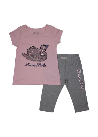 Розовый летний комплект (футболка, бриджи) Breeze